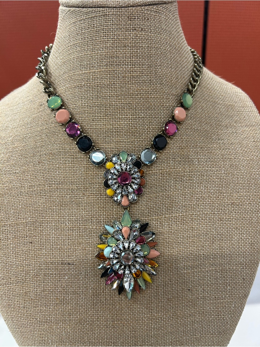 LOGO by Lori Goldstein Multicolor Crystal Floral Statement Necklace